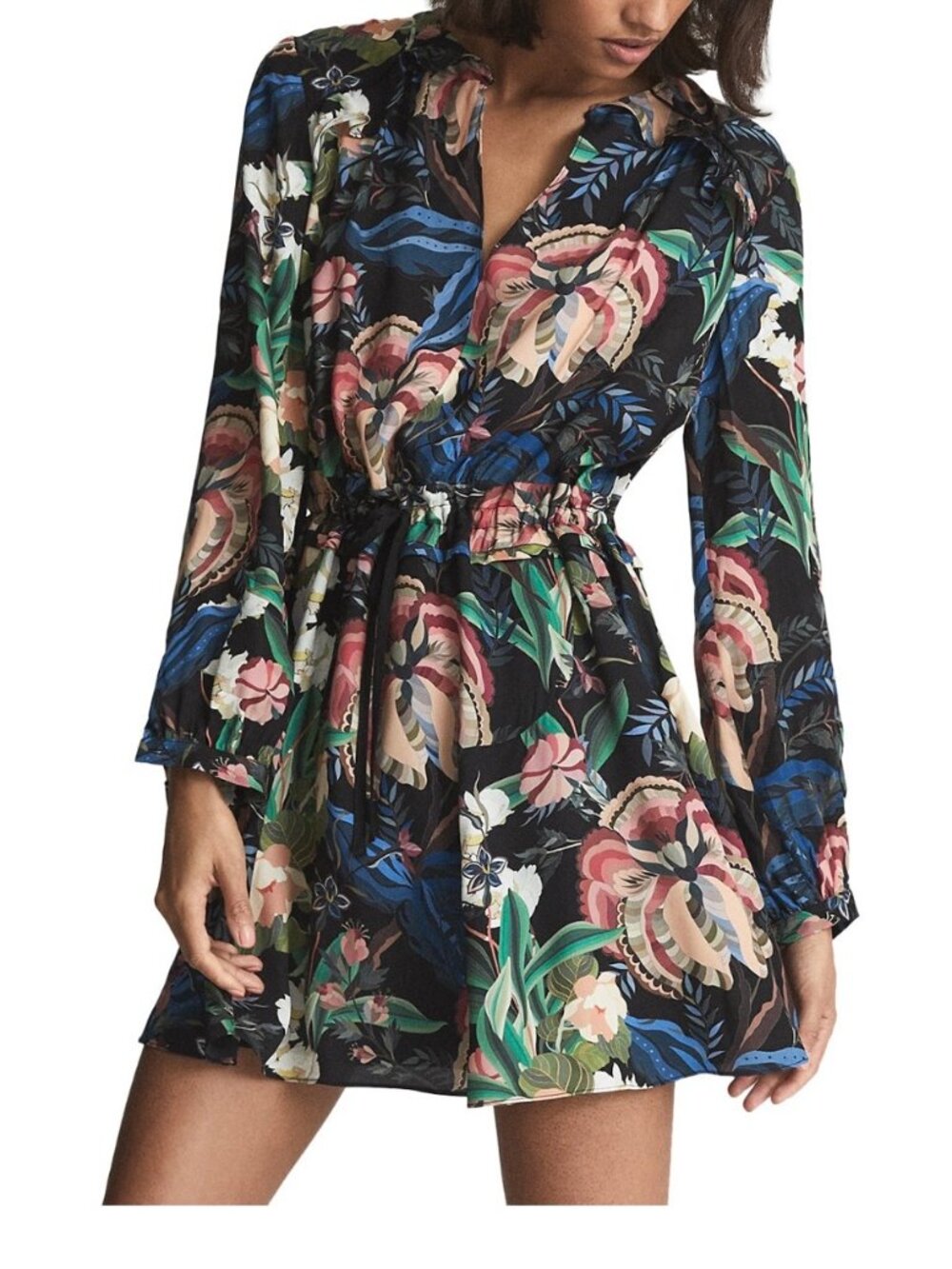 Reiss Alyssa Floral Print Flippy Dress - size 4